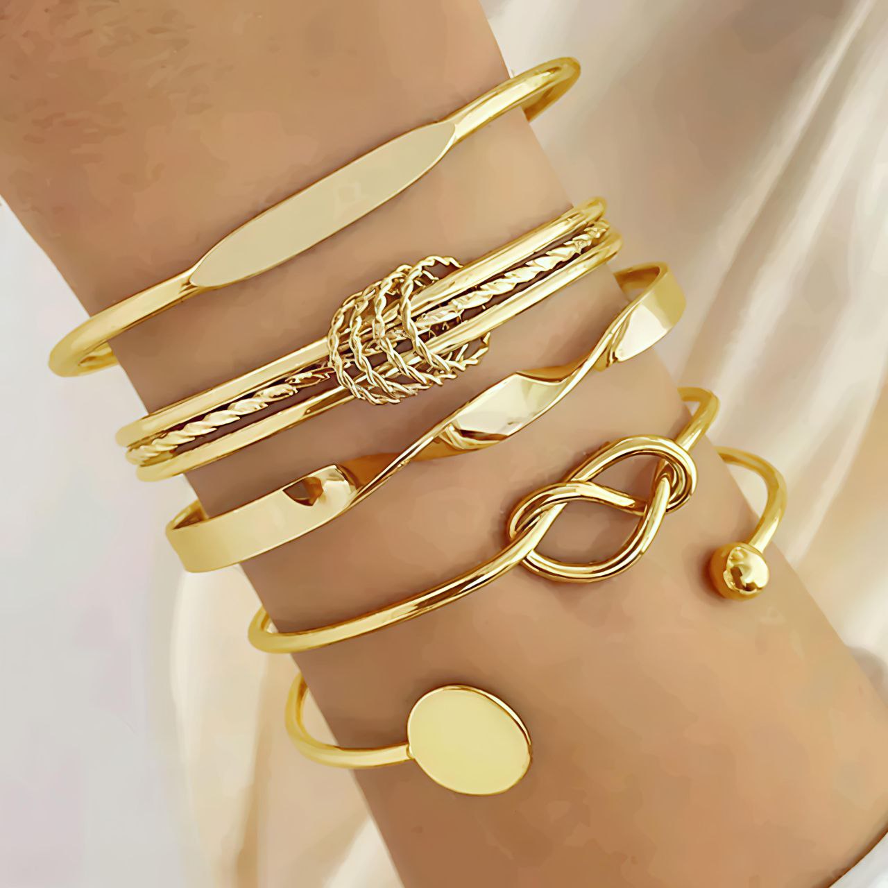 Elegant Bracelets & Bangles For Women Twisted Gold-Plated (Pack of 5)