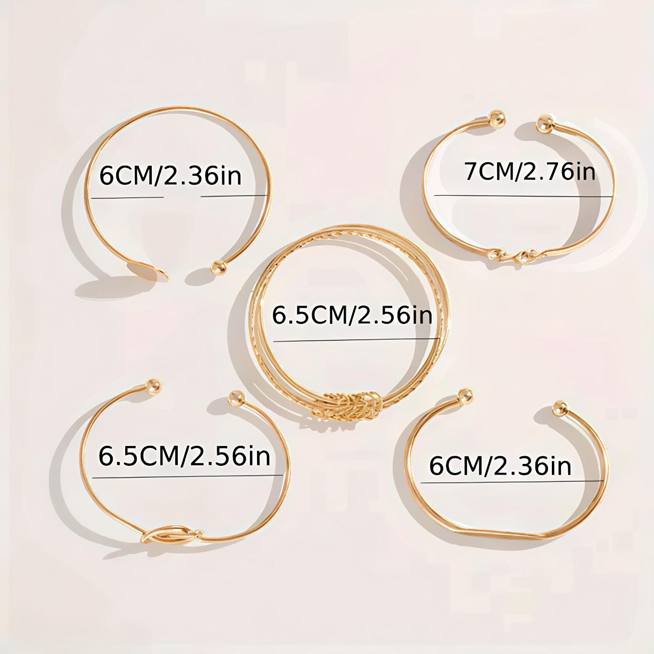 Elegant Bracelets & Bangles For Women Twisted Gold-Plated (Pack of 5)