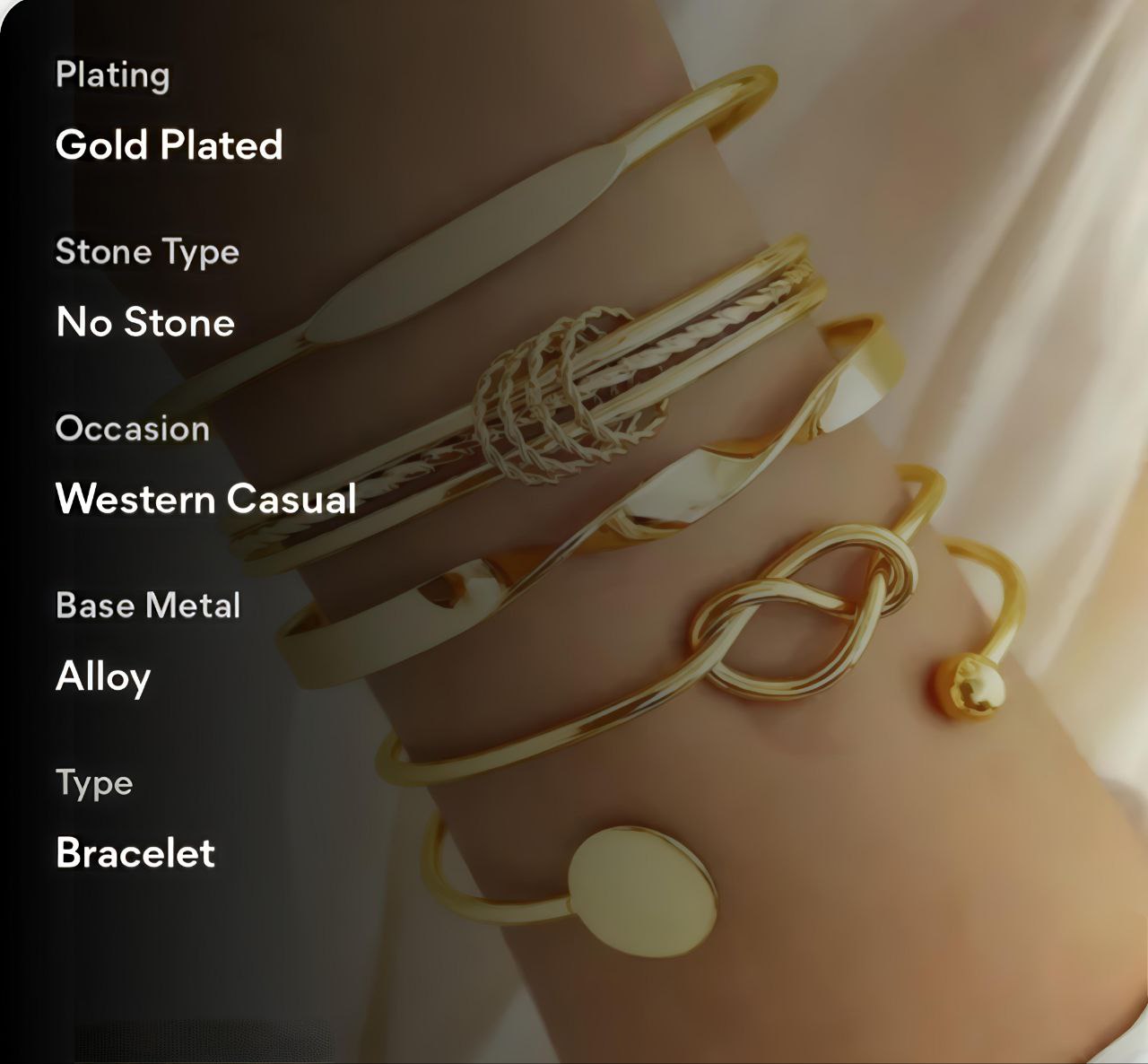 Elegant Bracelets & Bangles For Women Twisted Gold-Plated (Pack of 5)