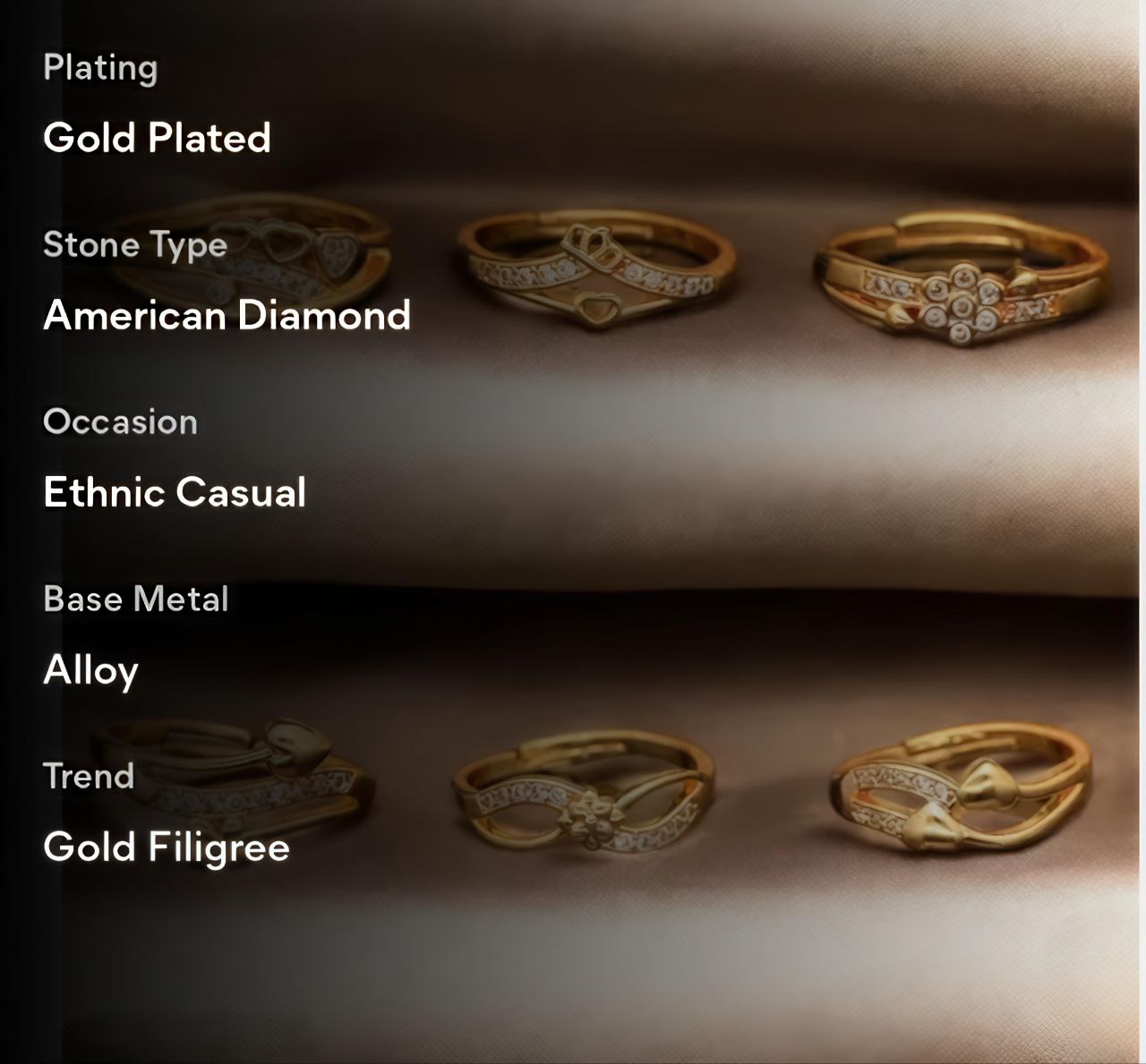 Daily wear ring combo of 6 for women