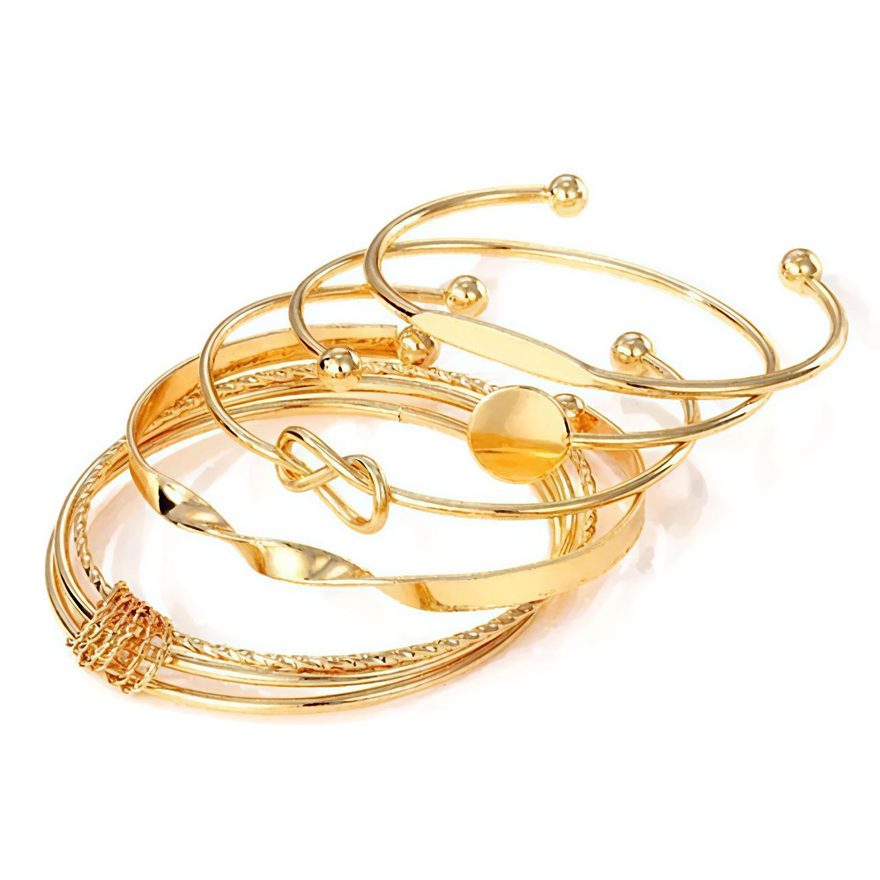 Elegant Bracelets & Bangles For Women Twisted Gold-Plated (Pack of 5)
